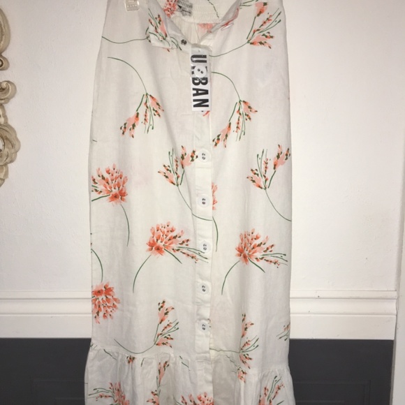 Urban outfitters linen blend long button up skirt nwt - Picture 3 of 10